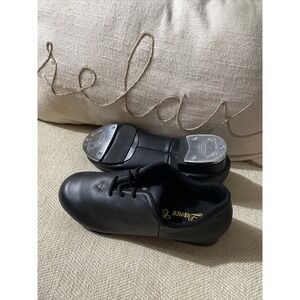 Dance Class Rhythm Tones Black  Lace Up Tap Shoes - Girls Size 5.5